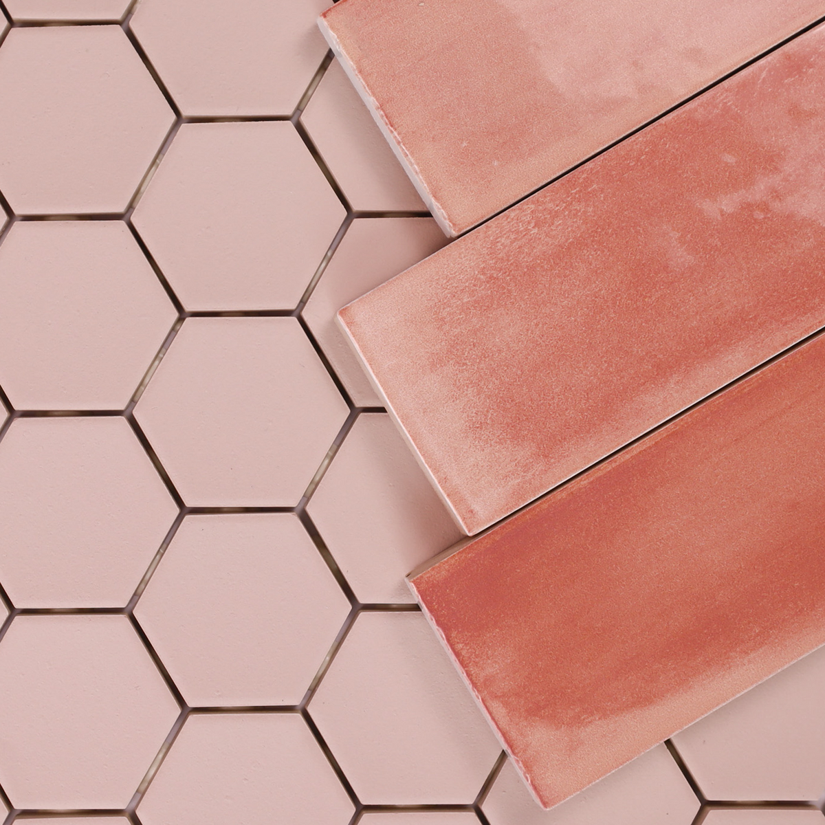 Italian Hex Mosaic Rosa Antico