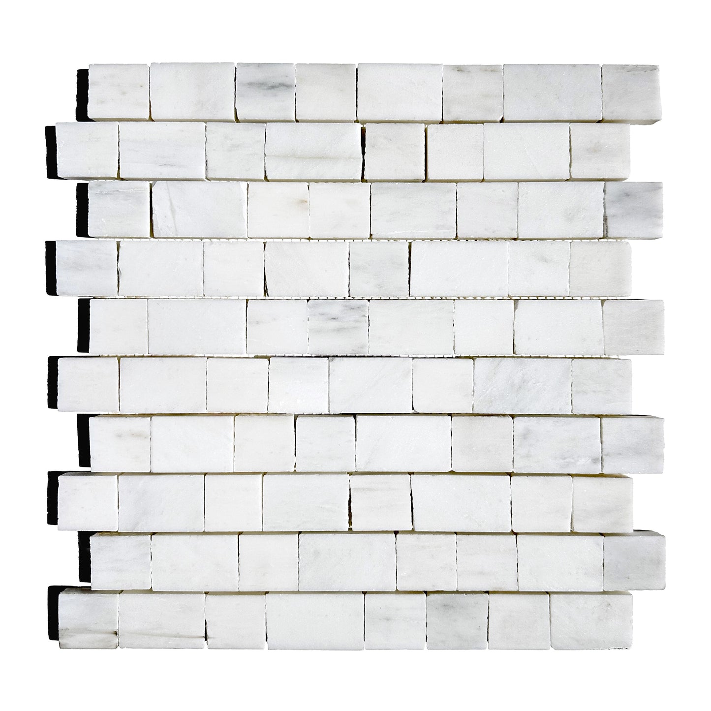 HW Tile 1x1 Handclipped Mosaic White Statuary Calacatta