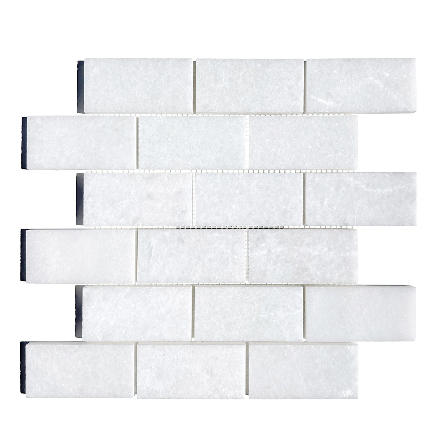 HW Tile 2x5 Brick Mosaic White Crystaline Marble honed