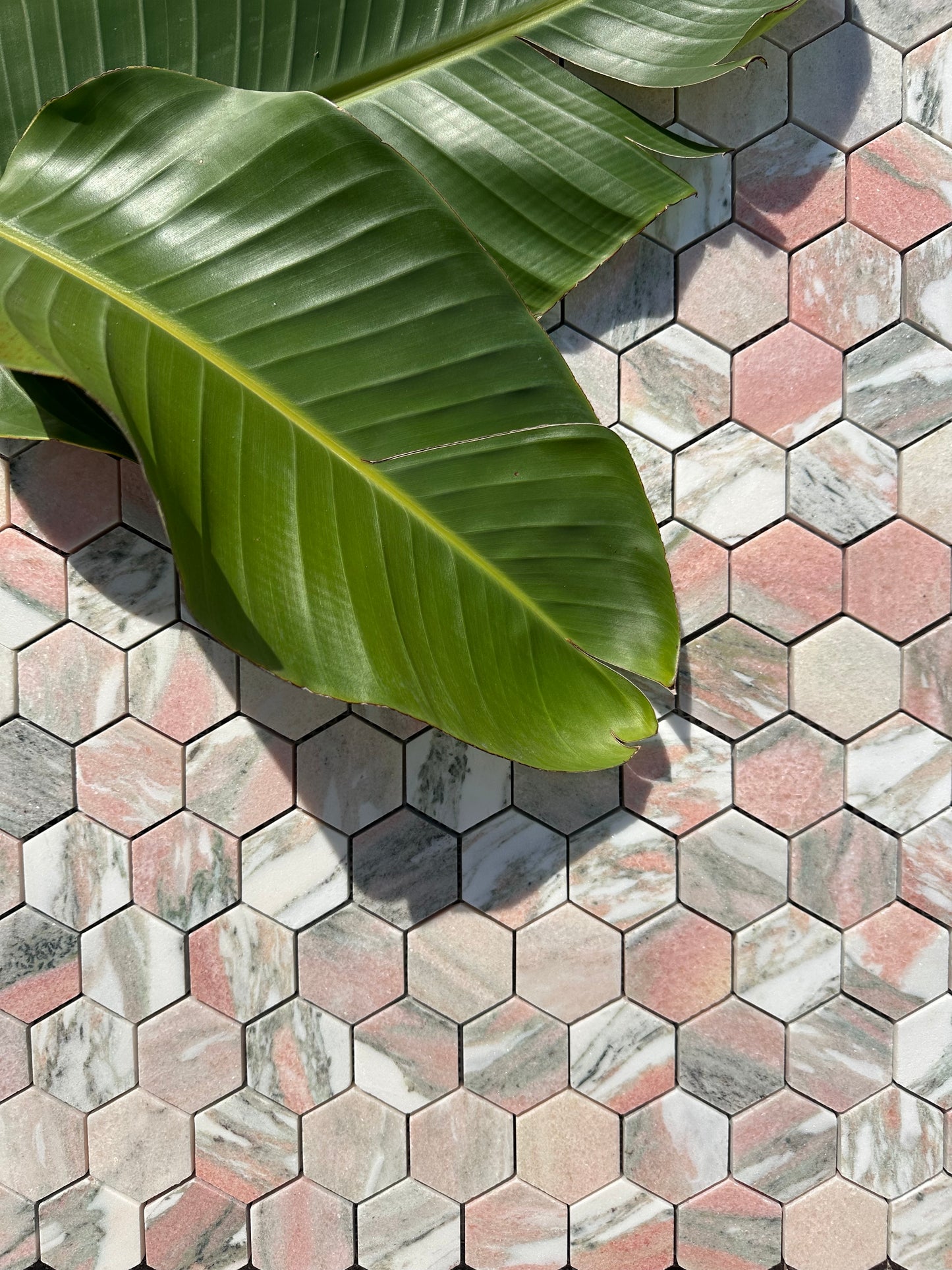 HW Tile Marble Mosaic 2 inch Rosa Hexagon Honed