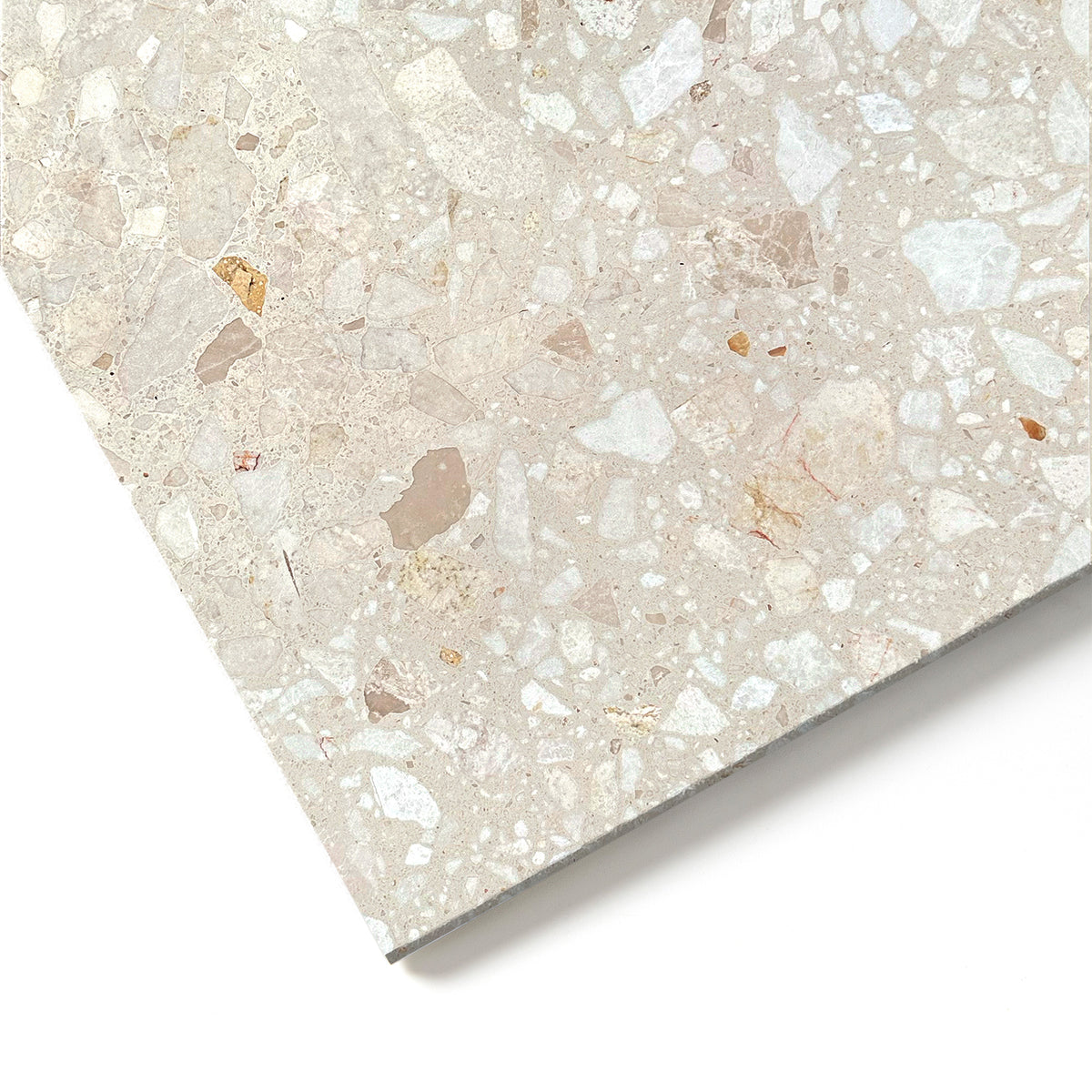 HW Tile Terrazzo Terraforma Crema Sassolino corner