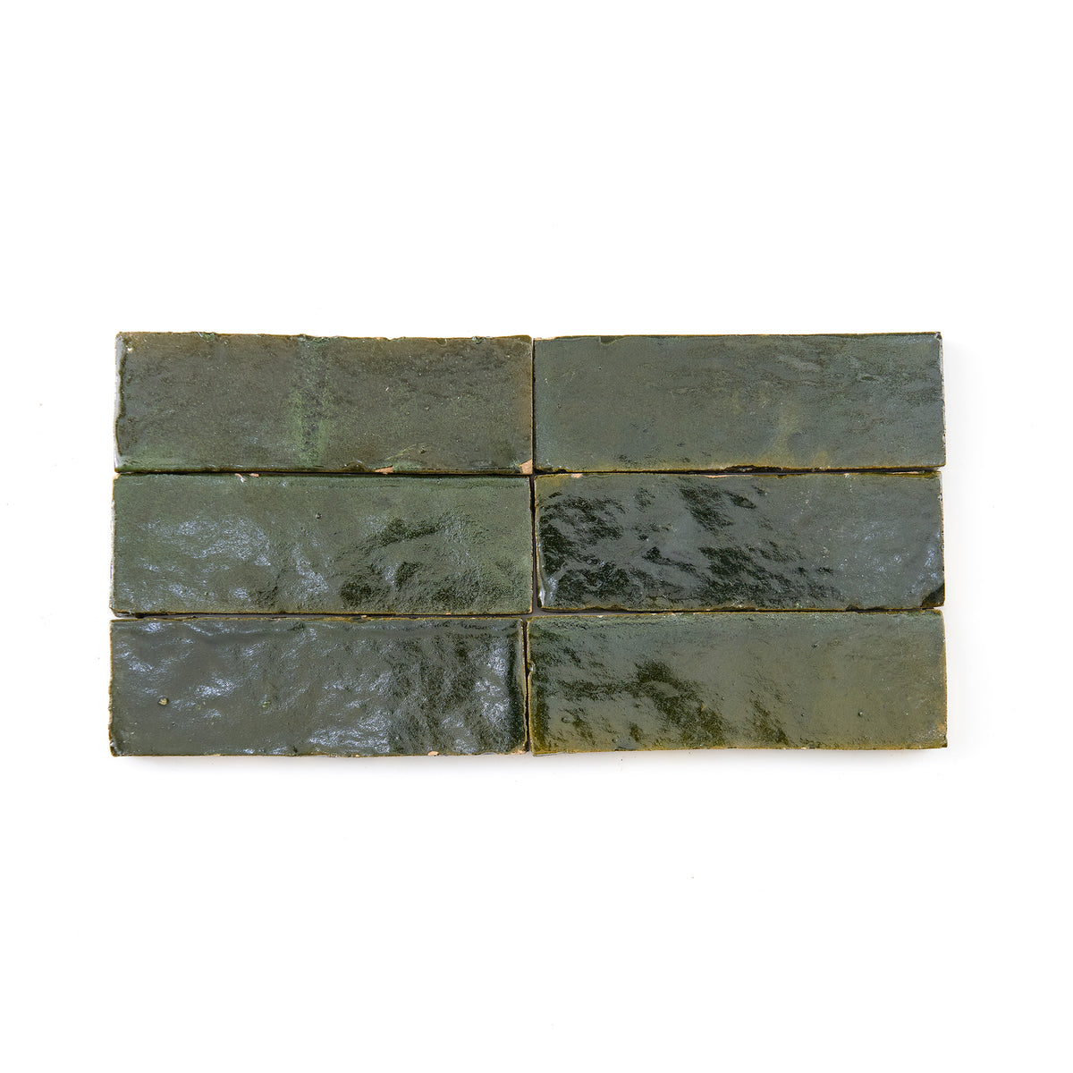 HW Tile Zellige 2x6 Dark Green Glazed Field Subway
