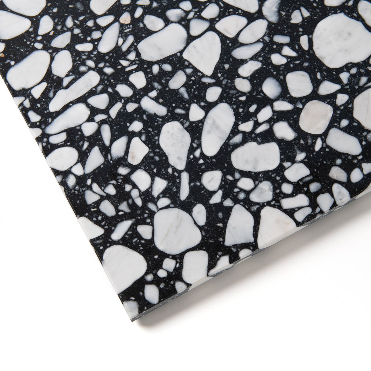 HW Tile 24x24 Terrazzo Terraforma Nero Angle
