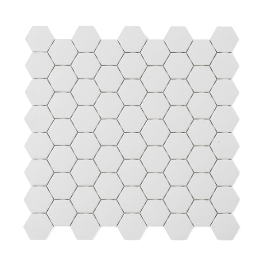 Italian Hex Bianca White Matte Mosaic Sheet