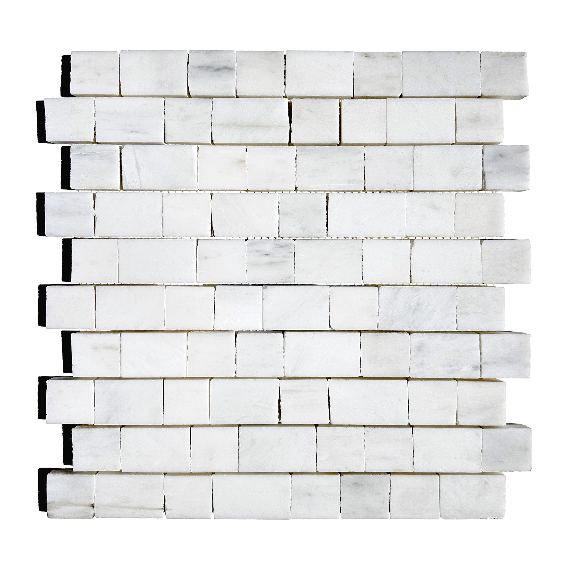 HW Tile 1x1 Handclipped Mosaic White Statuary Calacatta