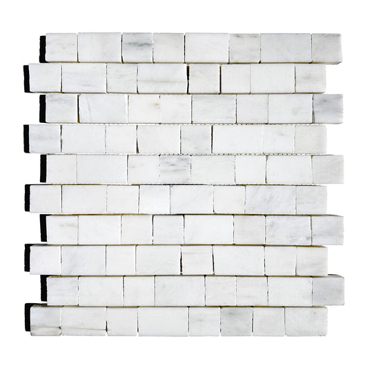 HW Tile 1x1 Handclipped Mosaic White Statuary Calacatta
