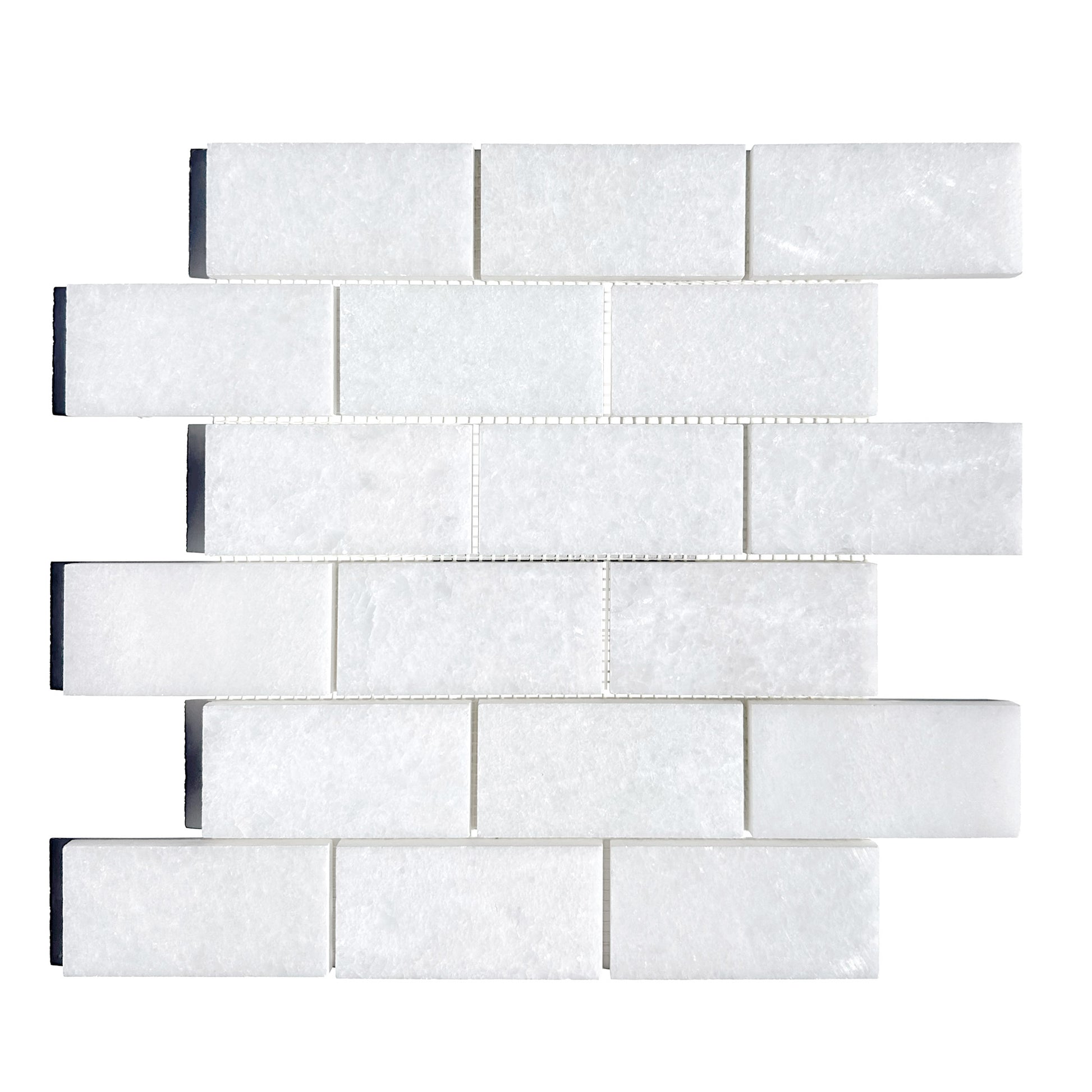 HW Tile 2x5 Brick Mosaic White Crystaline Marble honed