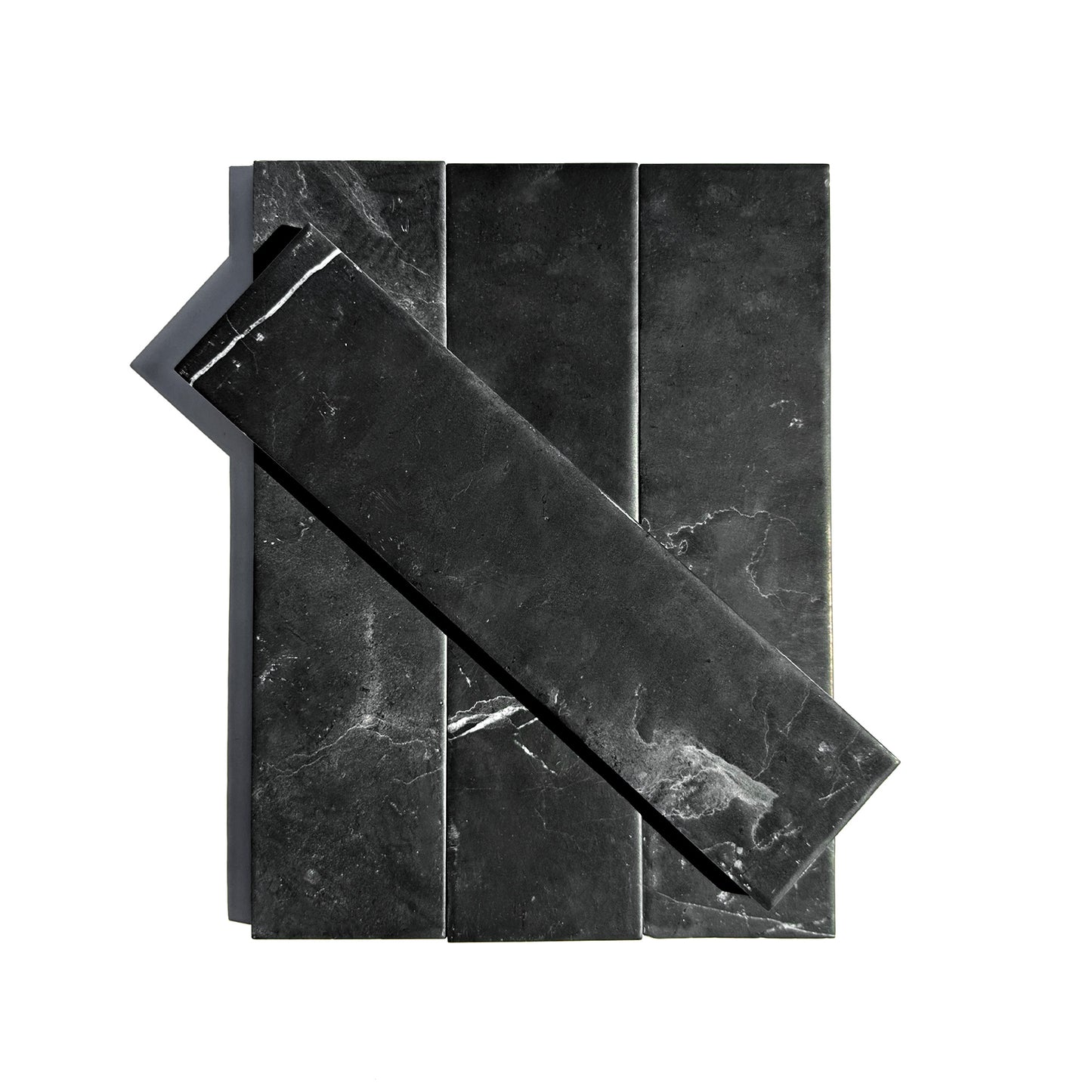 HW Tile 2x8 Soft Pillowed Nero honed group