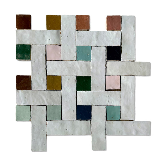 HW Tile Multicolor Basketweave Zellige Mosaic