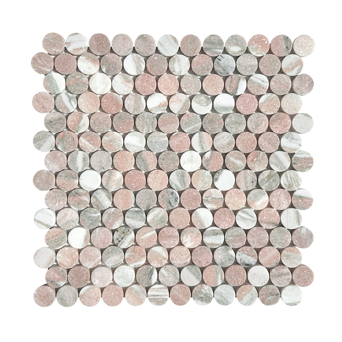 Penny Rounds | Rosa Honed Marble Mosaic Sheet | hw tile – hwtile