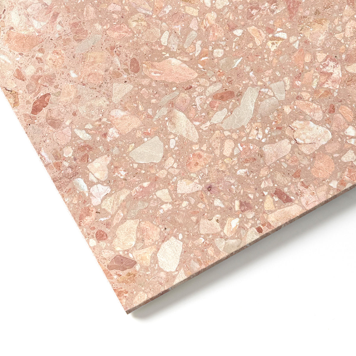 HW Tile Terrazzo Terraforma Pietra Rosato corner