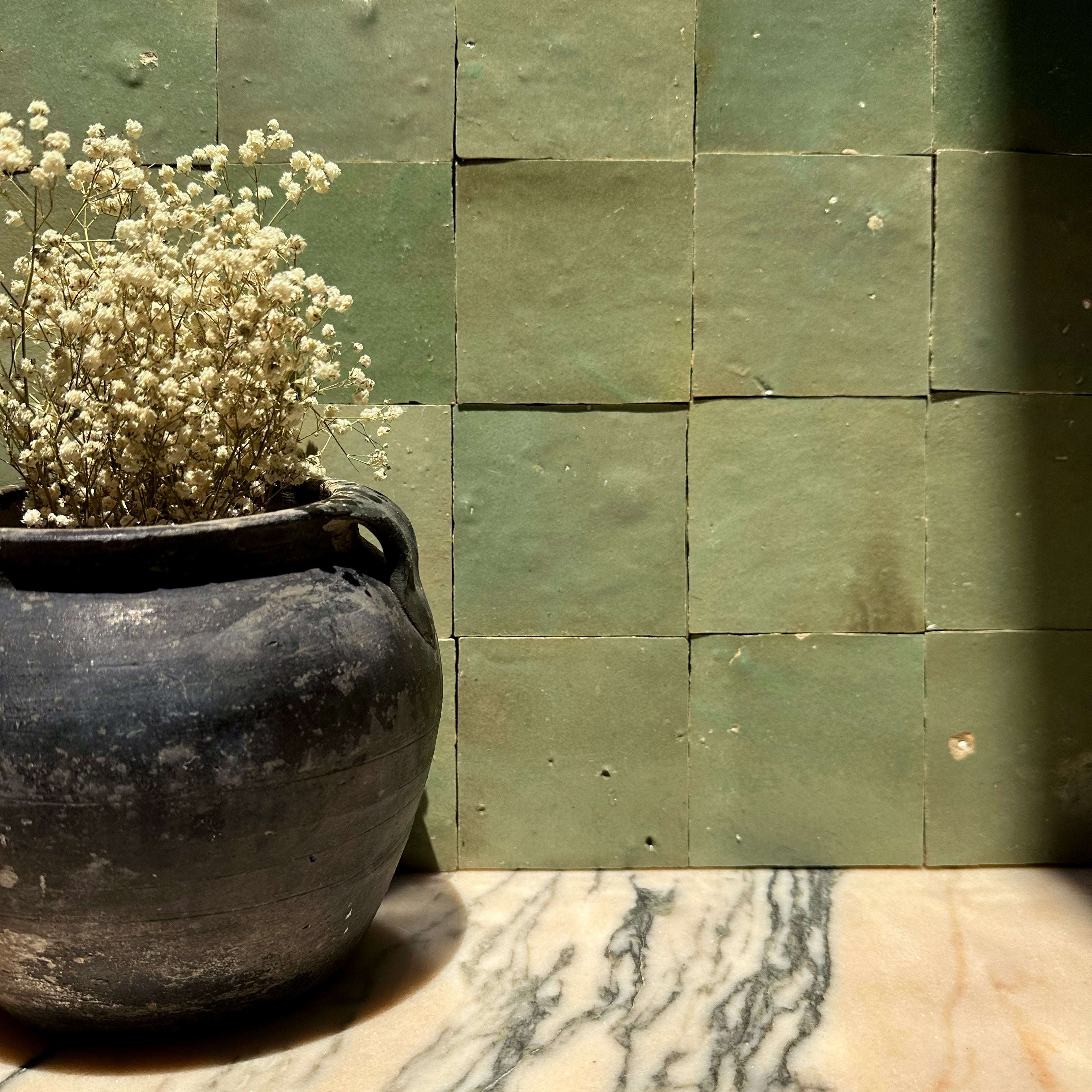 グリーンフィールド　74MHH Zellige | 4x4 Sage Glazed Field | hw tile – hwtile