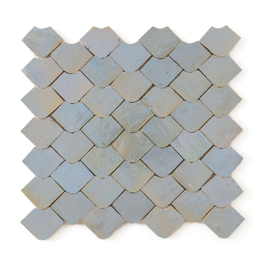 HW Tile Zellige Mosaic Scale Sky Blue