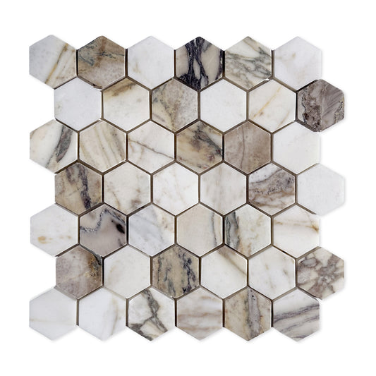 HW Tile 2" Honed Calacatta Viola Hexagon Mosaic