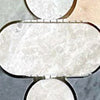 White Marfil; Bardiglio Light; Peach Celeste; Ming Green