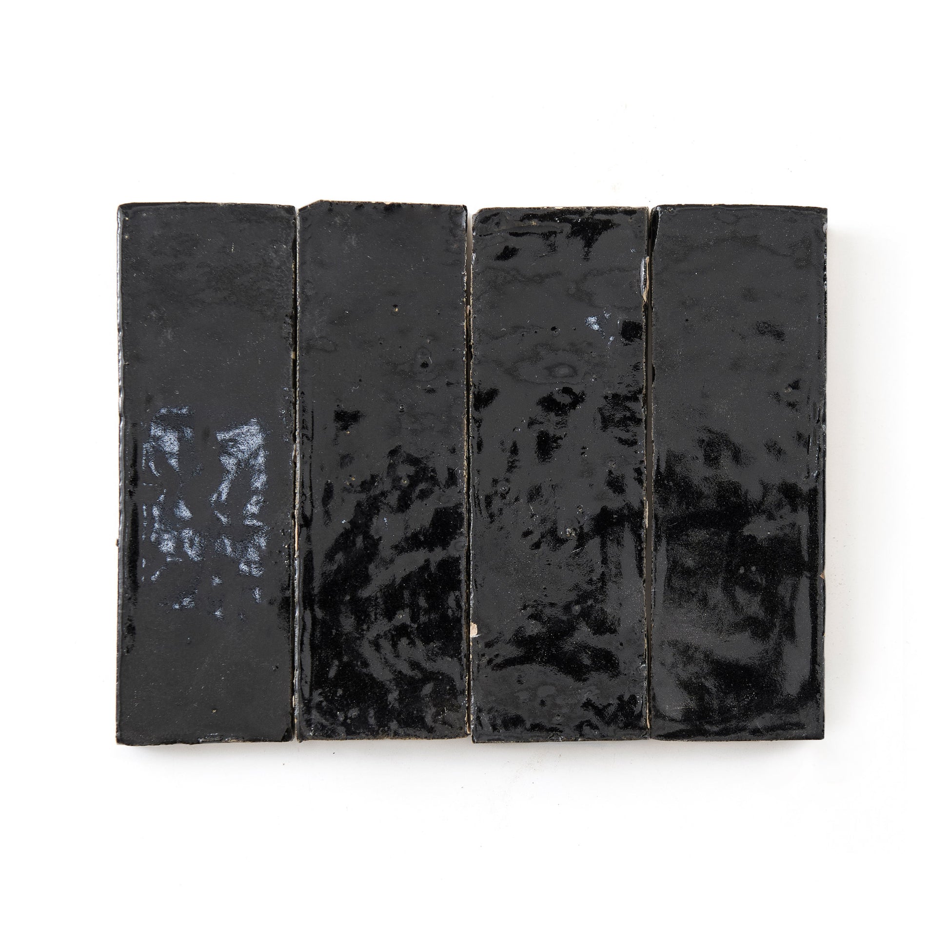 HW Tile Zellige 2x6 Black Glazed Field Stack