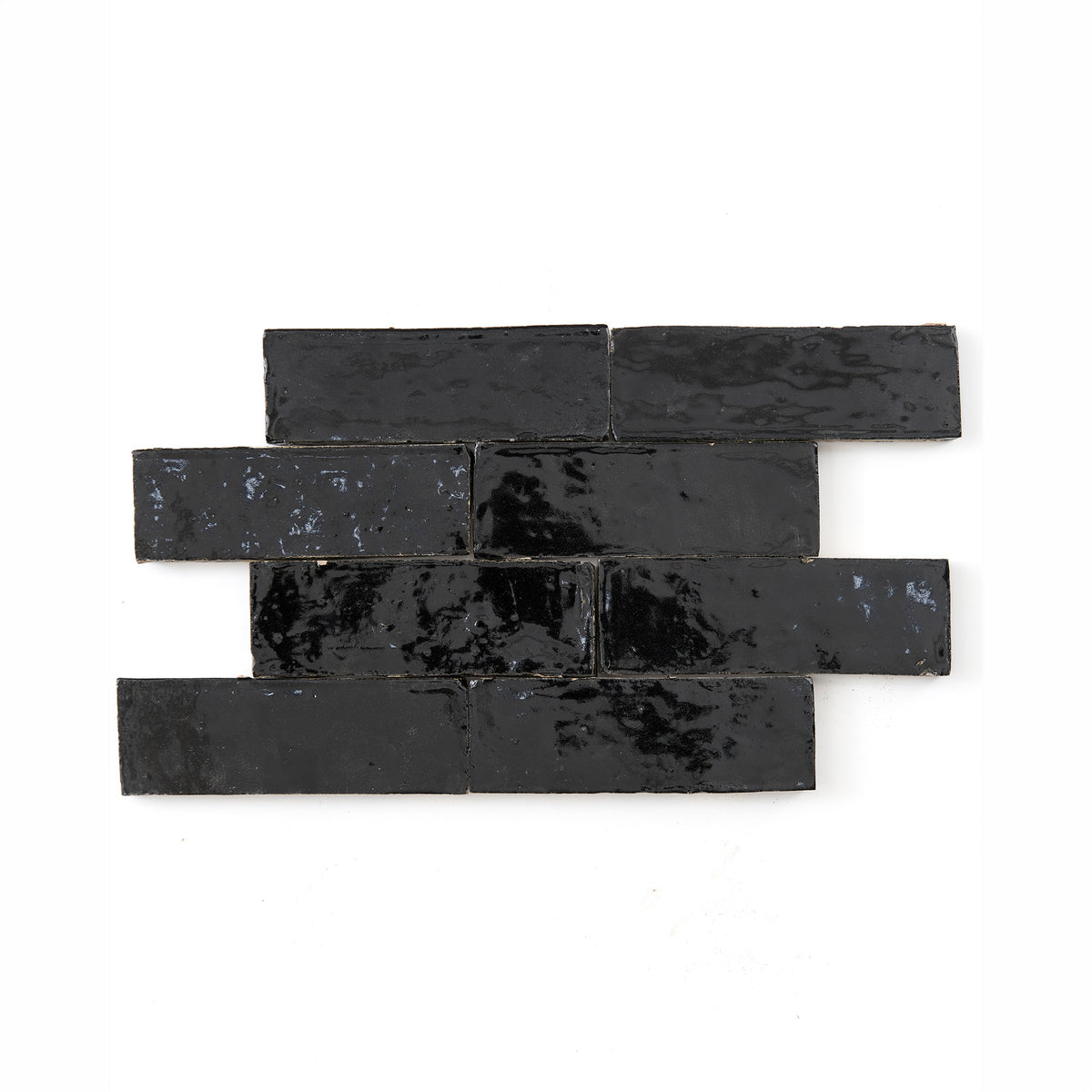 HW Tile Zellige 2x6 Black Glazed Field Subway