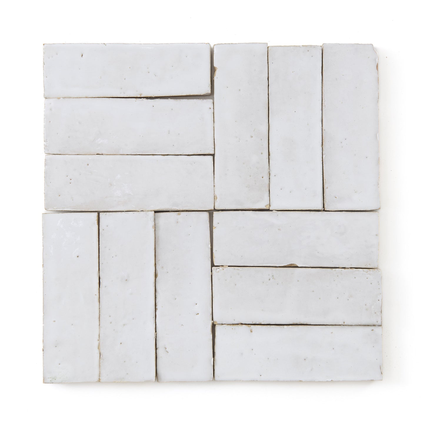 HW Tile Zellige 2x6 White Glazed Field Grid