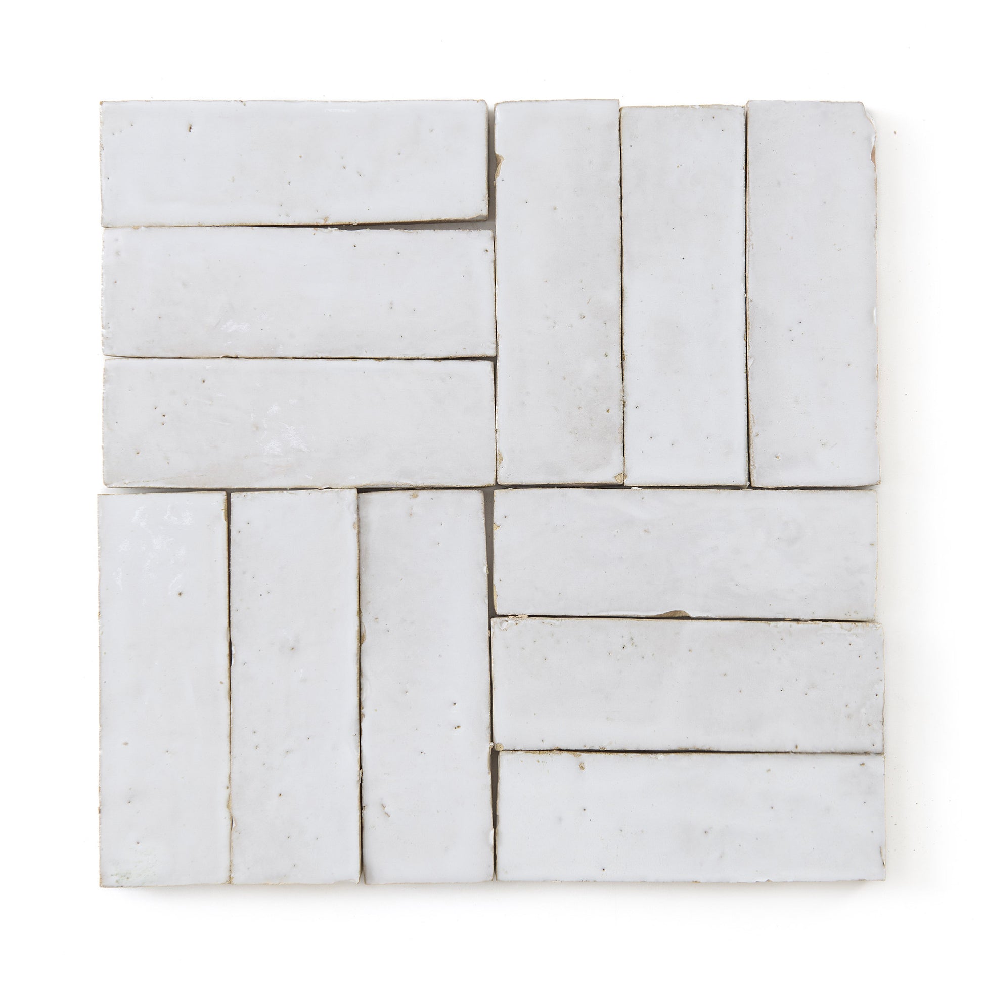 HW Tile Zellige 2x6 White Glazed Field Grid